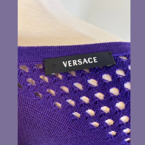 Versace Purple Scoop Neck Wool Sweater - Size 42 - Picture 11 of 13